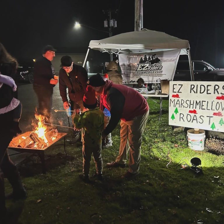EZ Riders members at marshmallow roast